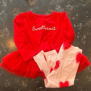 Carter's Red Sweetheart Top with Pink Heart Leggings